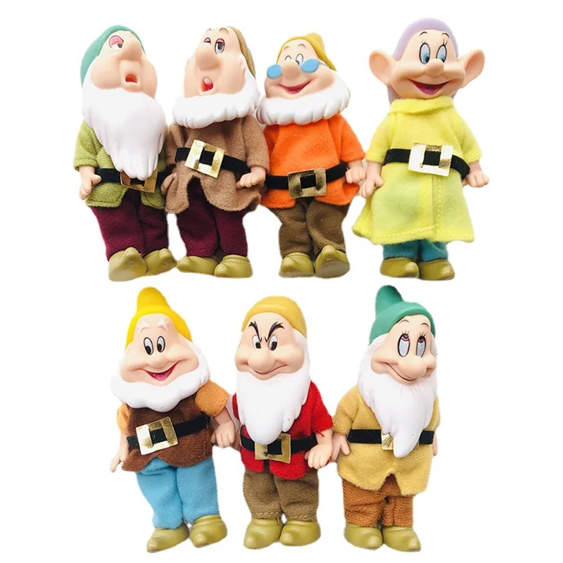 Figurines Disney blanche-neige et les sept nains, 10cm, 7 pièces, jouets de Collection de poupées princesse en Pvc, jouets pour enfants, cadeaux d'anniversaire