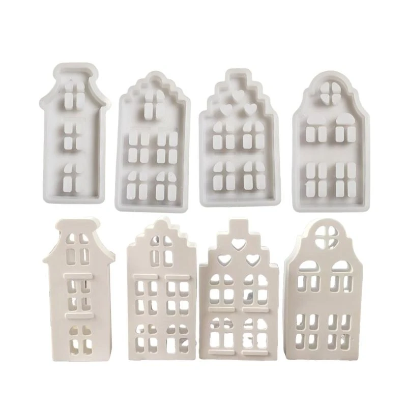 

Miniature House Shaped Ornament Mold Flexible Silicone Mold Home Decoration Gypsum Mould Practical Jewelry Making Tool