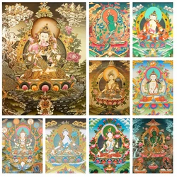 Tara Buddha Full Diamond Painting Thangka Green Religion Buddhism Cross Stitch Embroidery Picture Mosaic Craft Living Room Decor