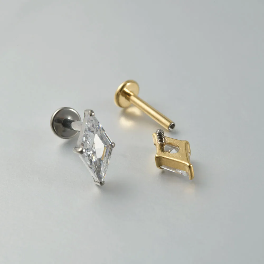 Women's Titanium CZ Ear Cartilage Labret Stud Earring
