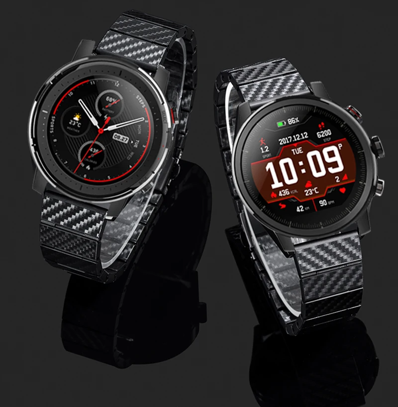 20mm 22mm Carbon Fiber Strap For Amazfit Stratos 3 2 2S GTR 4 3 3Pro 42 47mm Bracelet For Amazfit Bip3 GTR2 2e GTS4 3 2e 2 2mini