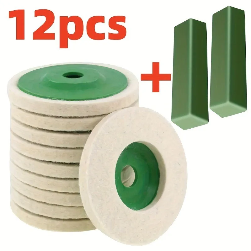 

~Latest Model Metal For Felt Wheel Rust Removal Grinding Disc 12Pcs 100Mm Polishing Wool Wheel Grinding Disc 4" Industrial Wool