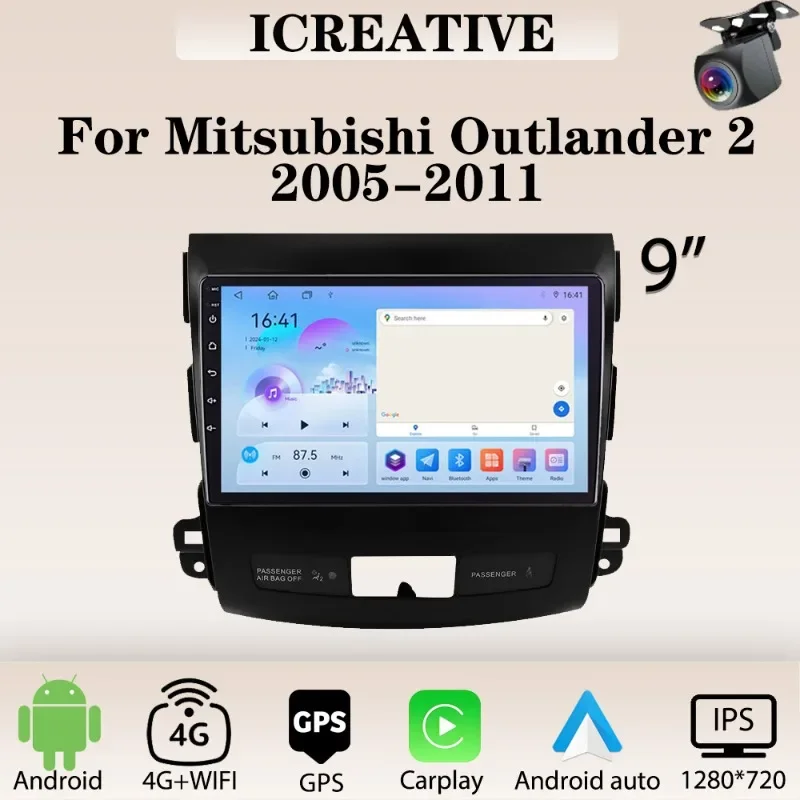 Car Radio Android，Mitsubishi Outlander XL 2 2005 - 2011 Multimedia Carplay 2din Stereo Autoaudio Headunit 9 Inch Navigation