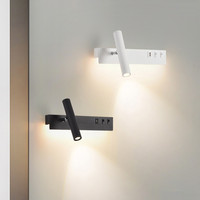 Nordic Modern Bedside Reading LED Wall Lamp With Switch USB  living Room Background Wall Light Creative Rotatable Spotlight