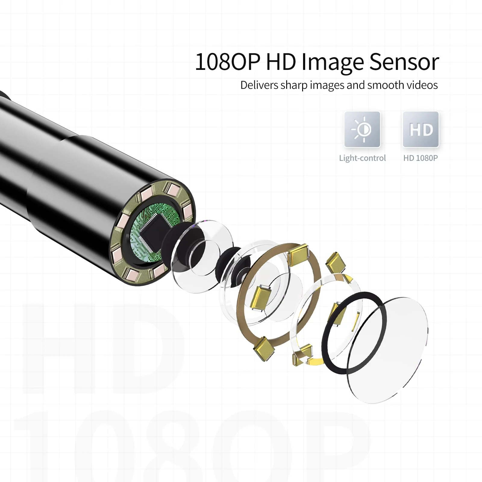 Câmera endoscópica com tela de 4,3 polegadas com luz 1080P HD câmera de inspeção IP67 câmera cobra à prova d'água cabo semi-rígido