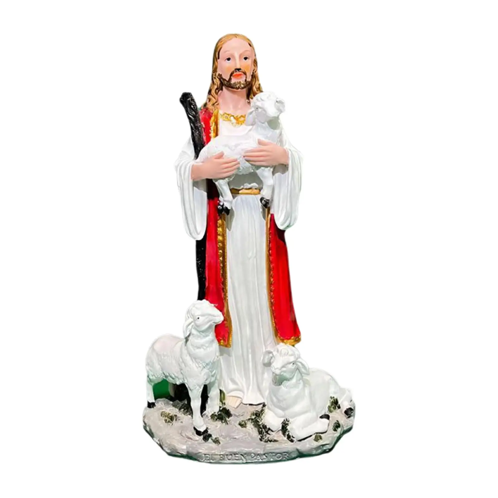 Collezione natalizia di figurine di Gesù che tiene un agnello da 20 cm per l'arredamento della stagione natalizia