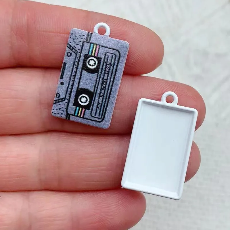 10pcs 15*26mm Magnetic Tape Enamel Charms Metal Pendant for DIY Earring Keychain Jewelry Making