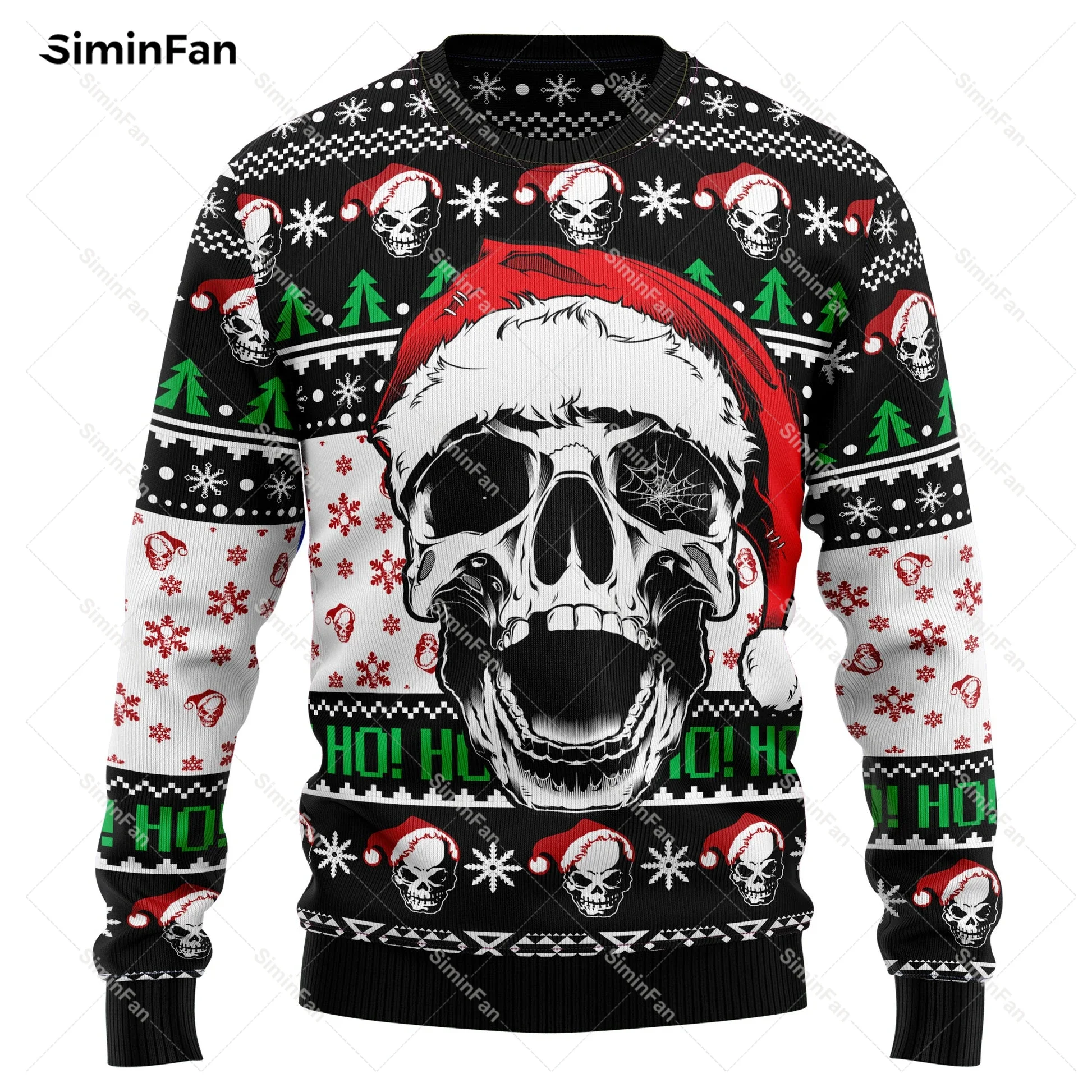 Skull Scary Ugly Christmas Sweater 3D All Over Printed Men Pullover Casual Sweatshirt Long Sleeve Shirts Coat Unisex Streetwear