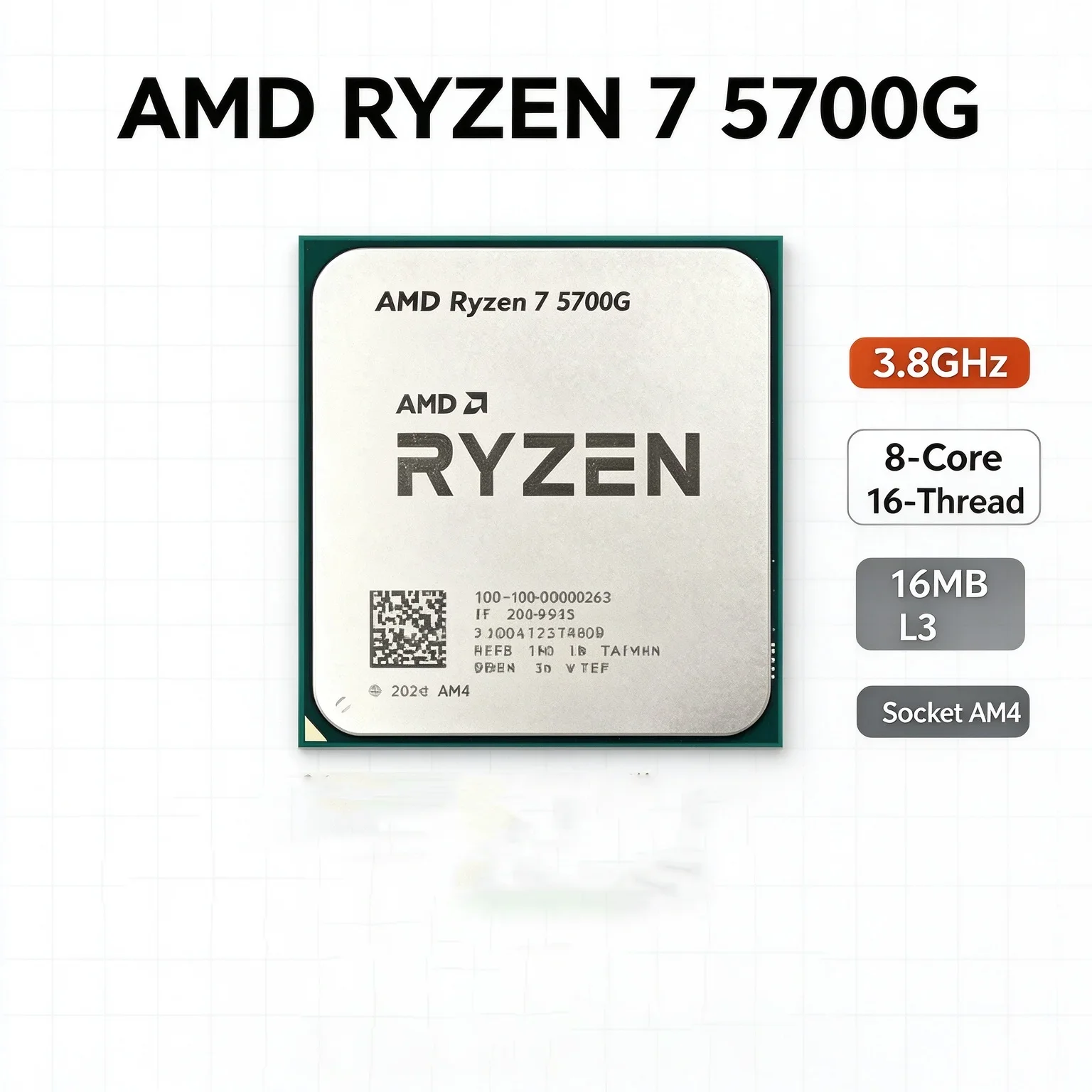 R7 5700G Desktop APU 3.8GHz 8C16T 65W Low Power 16MB L3 Cache Socket AM4 Processor Built-in Graphics For Office Light Gaming PC
