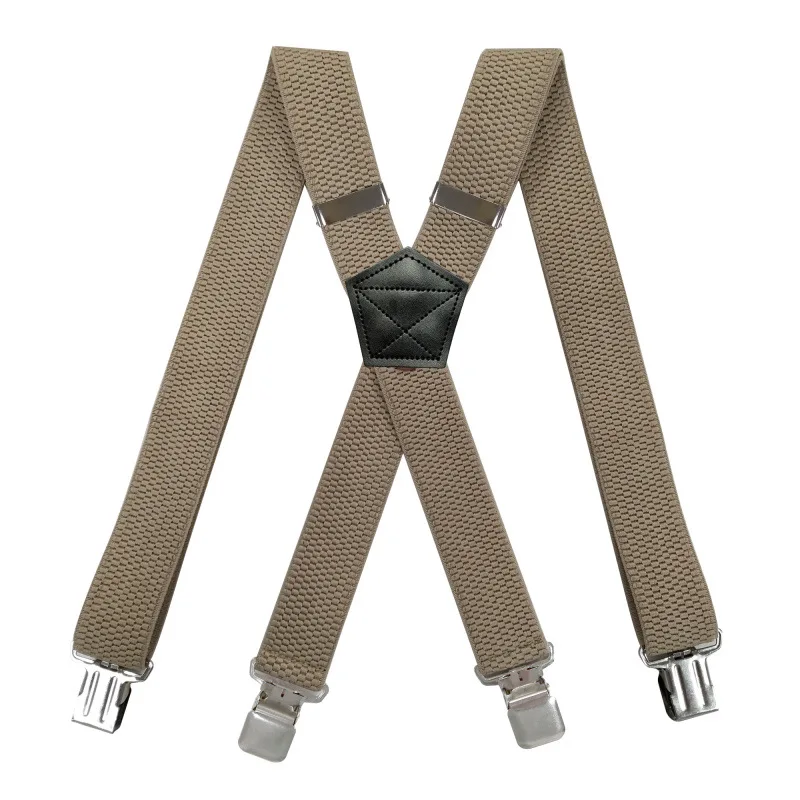 Wide X Harness Suspensórios para Homens e Mulheres, Calças Elásticas, 4 Ganchos Fortes, Calças Ajustáveis, Vermelho, 3.8cm