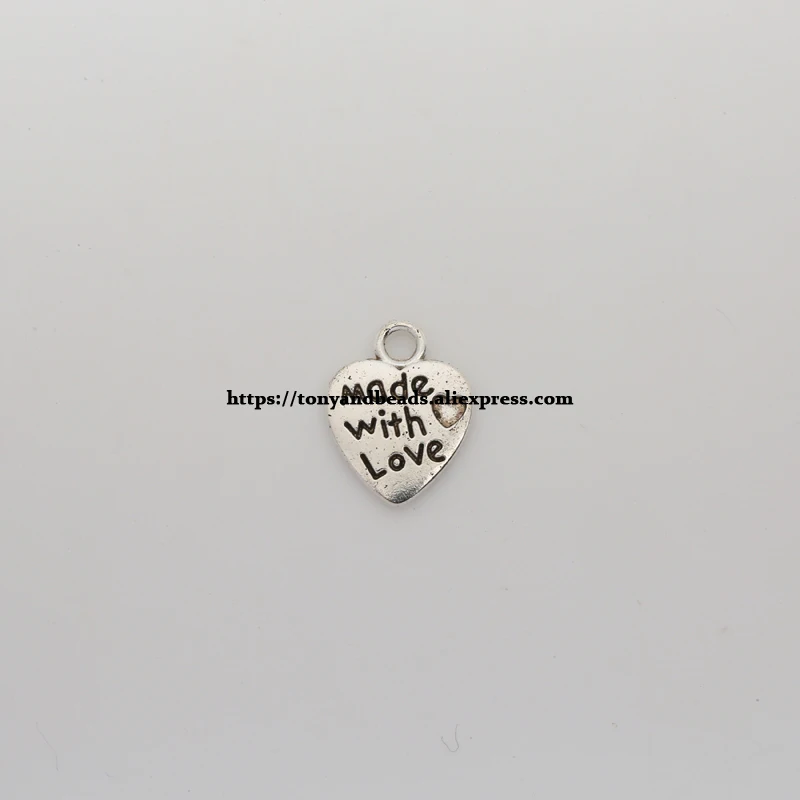 (50Pcs/Lot) Zinc Alloy Tibetan Silver European Charm Heart-Shape Pendant Size 12x9mm ZN1240B