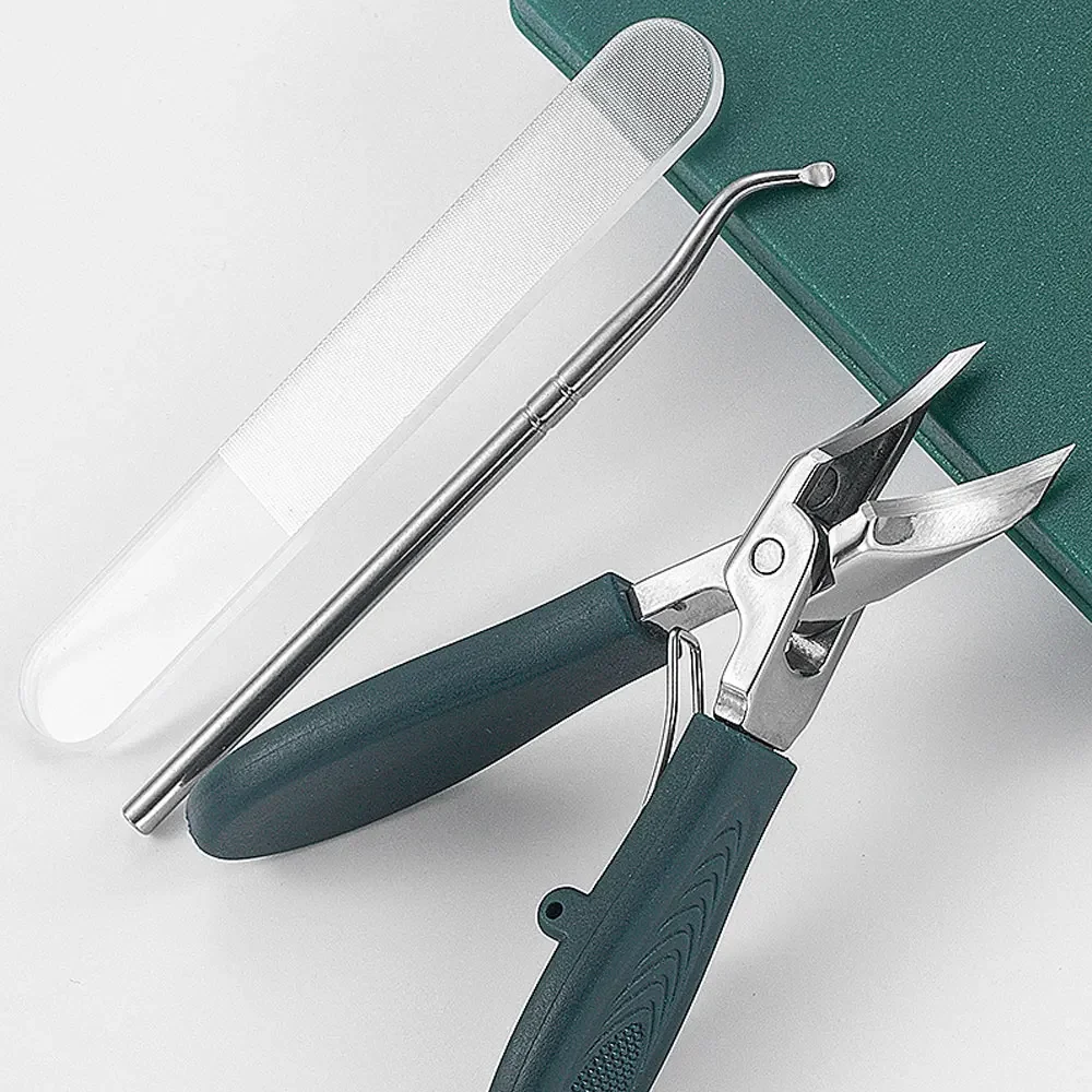 Conjunto de cortador de unhas de aço inoxidável anti-respingo cortador de unhas para grosso encravado mandíbula larga cortador de unhas alicate diagonal cortador