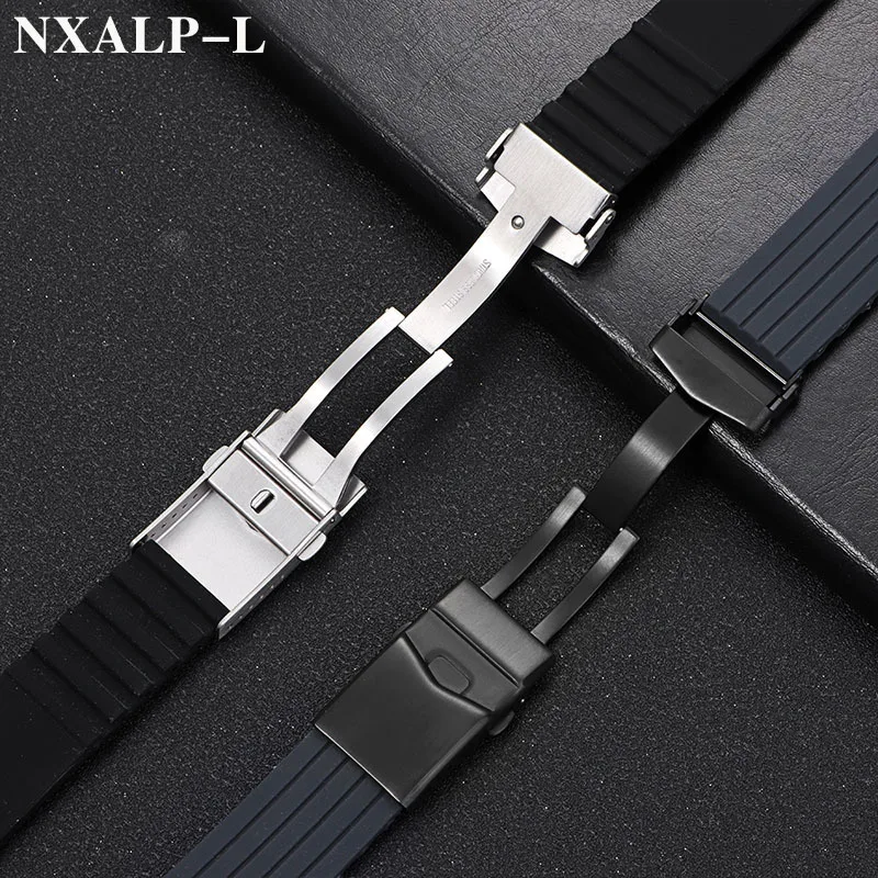 18mm 20mm 22mm Orologio Chiusura in acciaio inossidabile massiccio 316L Fibbia pieghevole Uomo Donna Orologio Fibbia per cinturino in metallo siliconico Accessori