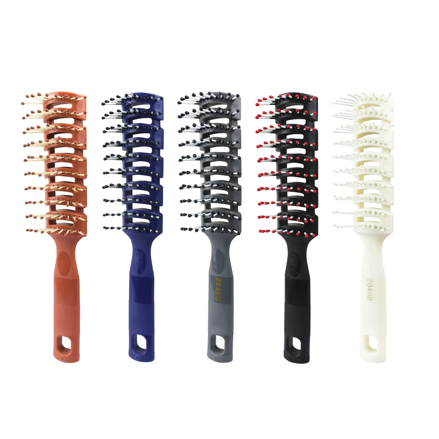 Men Plastic Vent Hair Brush Comb Anti-Static Massage Hair Care Ribs Comb Back Hair Curly Hair Styling Salon Ribs Nine-Row Comb