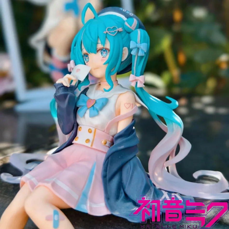 

IN Stock 14cm Anime Merch The Hatsune Miku Love Sailor Noodle Stopper kawaii Action Figure Cute Anime Girl PVC Model Decorations