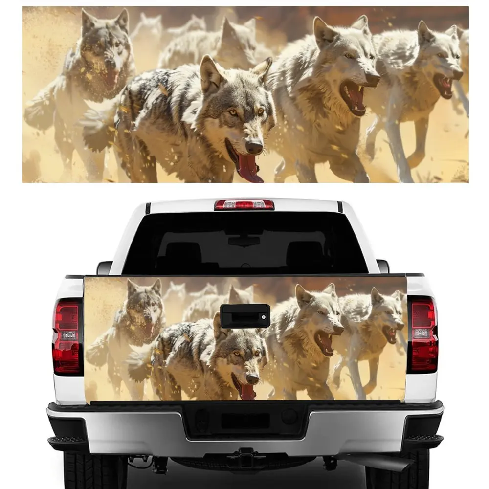 Cool Wolf Running in The Desert Car Tail Trunk Protect Vinly Decal Auto Accessories Hood Decoration Sticker for Off-road Pickup