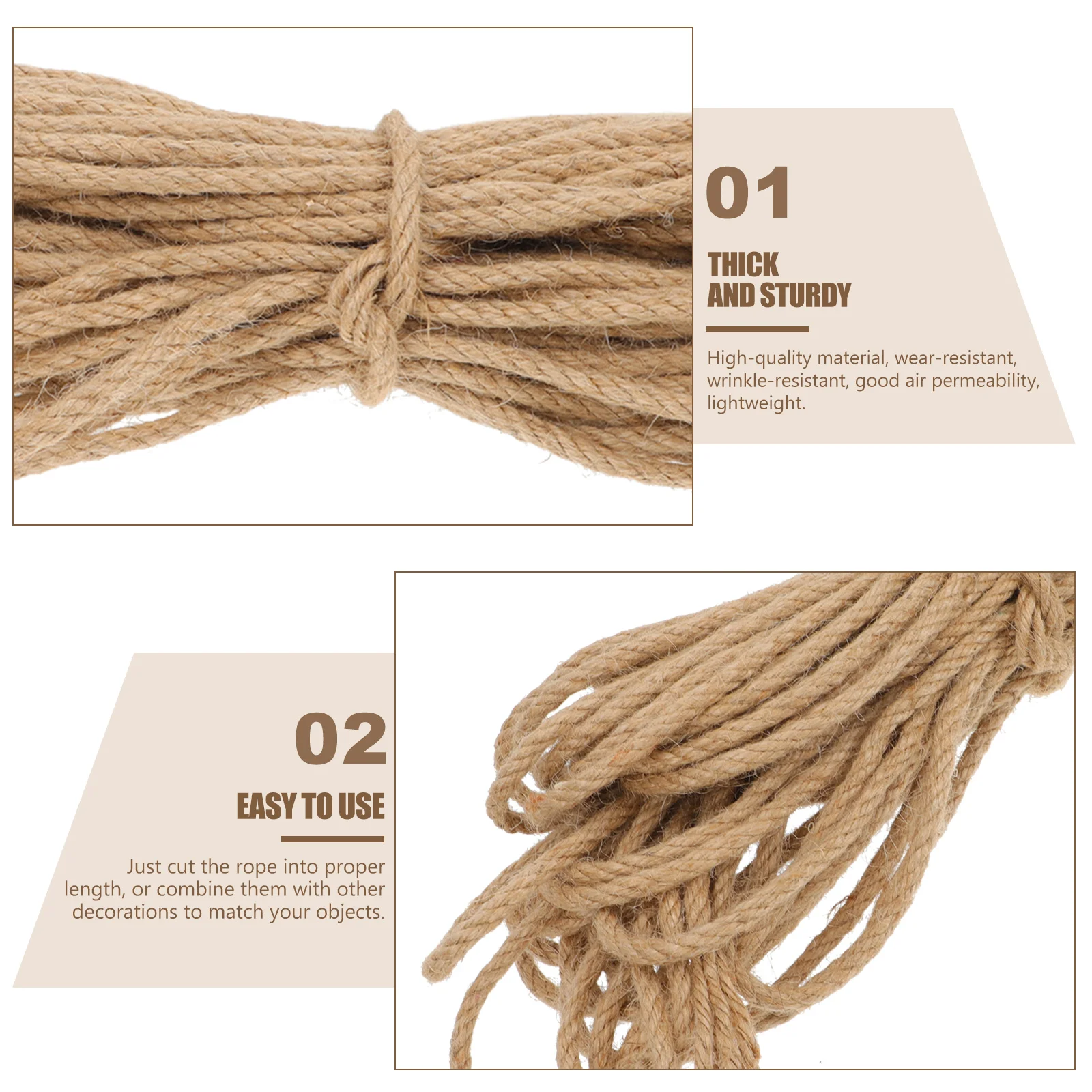 

1 set Jute Decorative Hemp Rope for Christmas Tree Packaging Craft Wedding Party Scrapbook Decoration Natural Handworked Twine