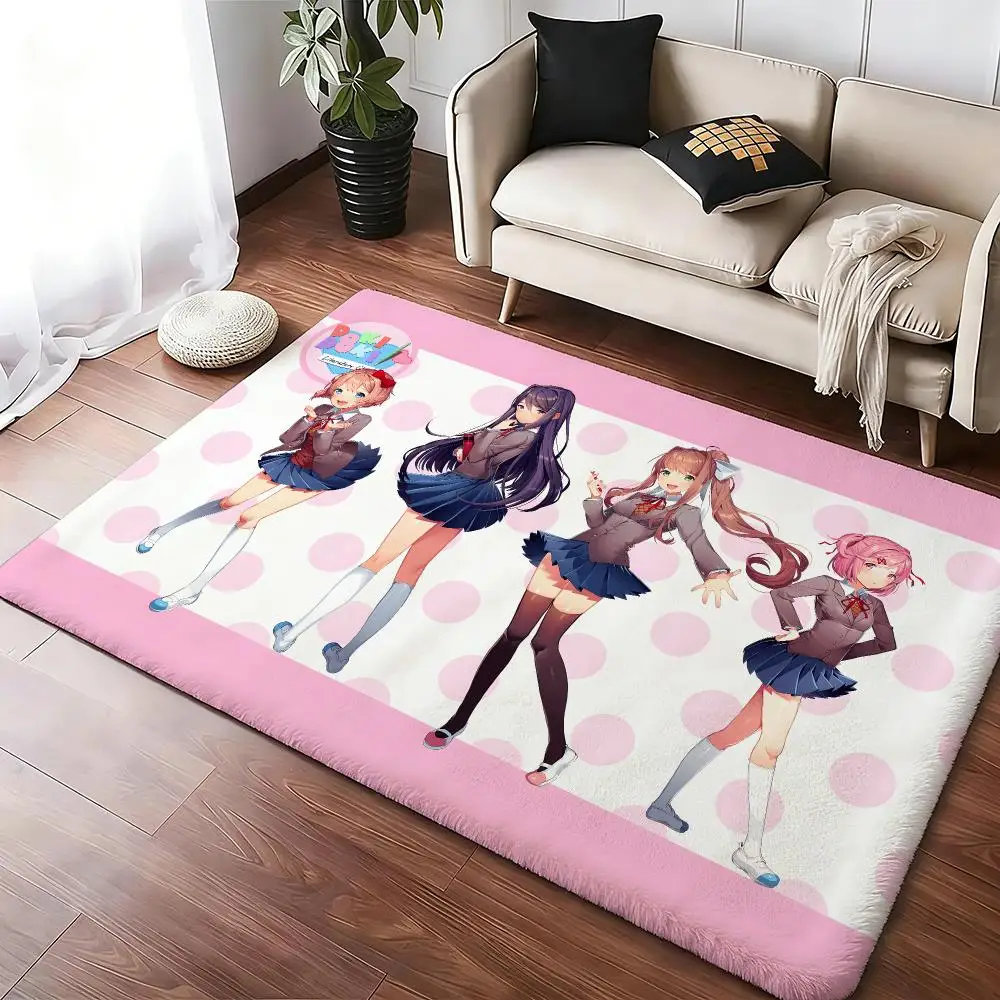Cartoon Game D-DDLC-Girl Floor Mat Soft Thickened Absorbent Non-Slip Bedroom Living Room Door Mat Home Decor Flannel Rugs