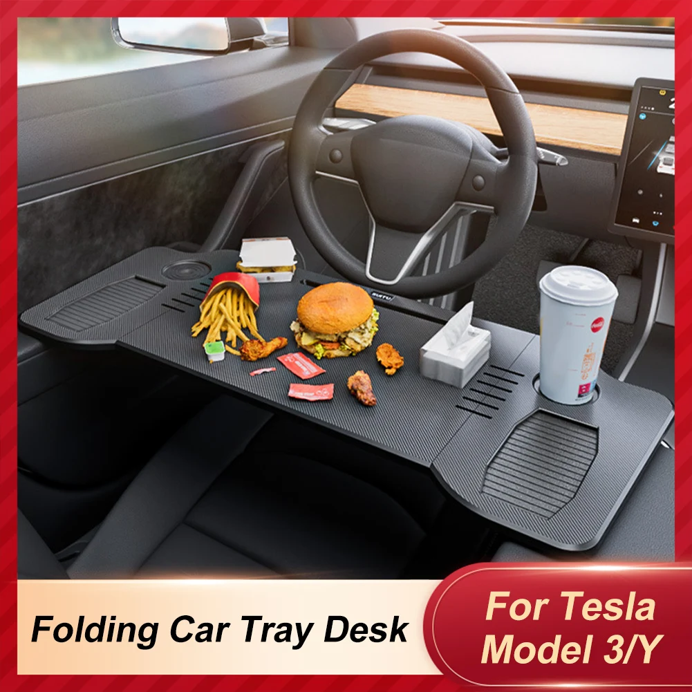 2024New Table Desk For Tesla Model 3 Car Steering Wheel Laptop Tray Food Desk Portable Office Table for Tesla Model3 ModelY ﻿