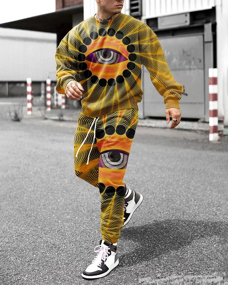 Tracksuit O Neck Loose Clothes Man Long Sleeve Shirt Set 2 Piece Spring/Autumn Sports Suit Casual Streetwear 3D Lion Printed