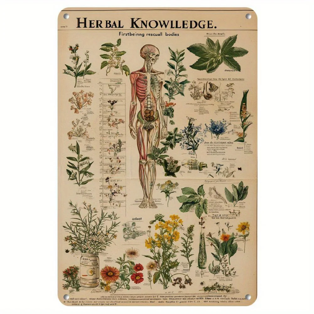 CIFBUY Vintage Herbal Metal Poster Waterproof Durable Aluminum Wall Art For Home Kitchen Office Cafe Decor