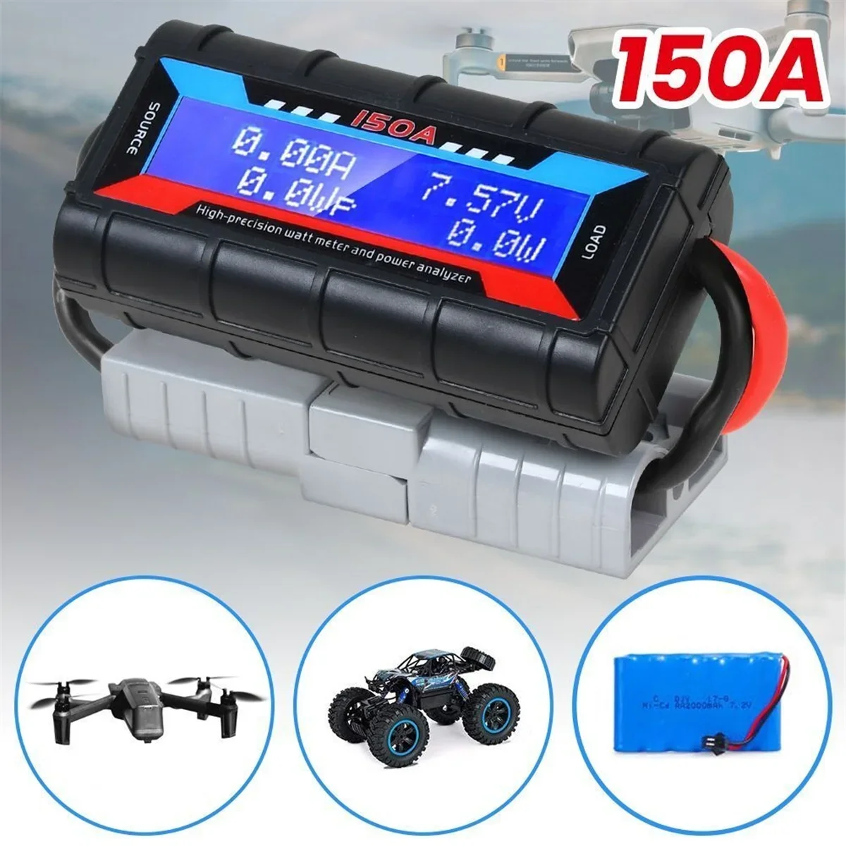 150A LCD Digital Amp Watt Meter Power Analyzer Solar Caravan Meter for Anderson Plug Accessories