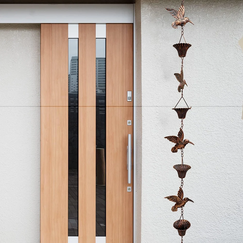 

8.5ft Rain Chain Hummingbird And Cup Rain Chains For Gutters For Downspout Metal Rainwater Catcher Chain Outdoor Garden Decor