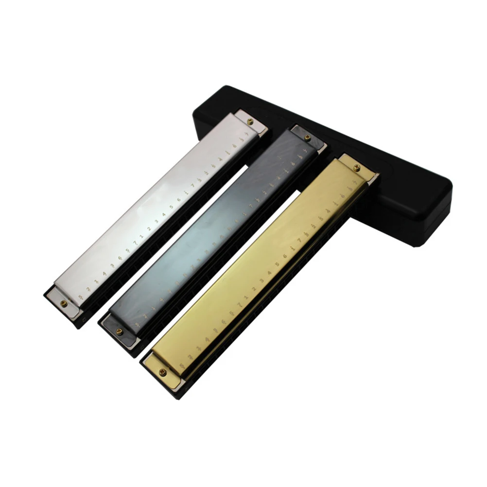 

24 Holes Harmonica for Beginners Plastic Music Instrument with Perfect Tone Quality Streamlined Design Gift