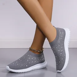 Crystal Breathable Mesh Sneaker Shoes for Women Comfortable Soft Bottom Flats Plus Size  Non Slip Casual Shoes Woman 2023