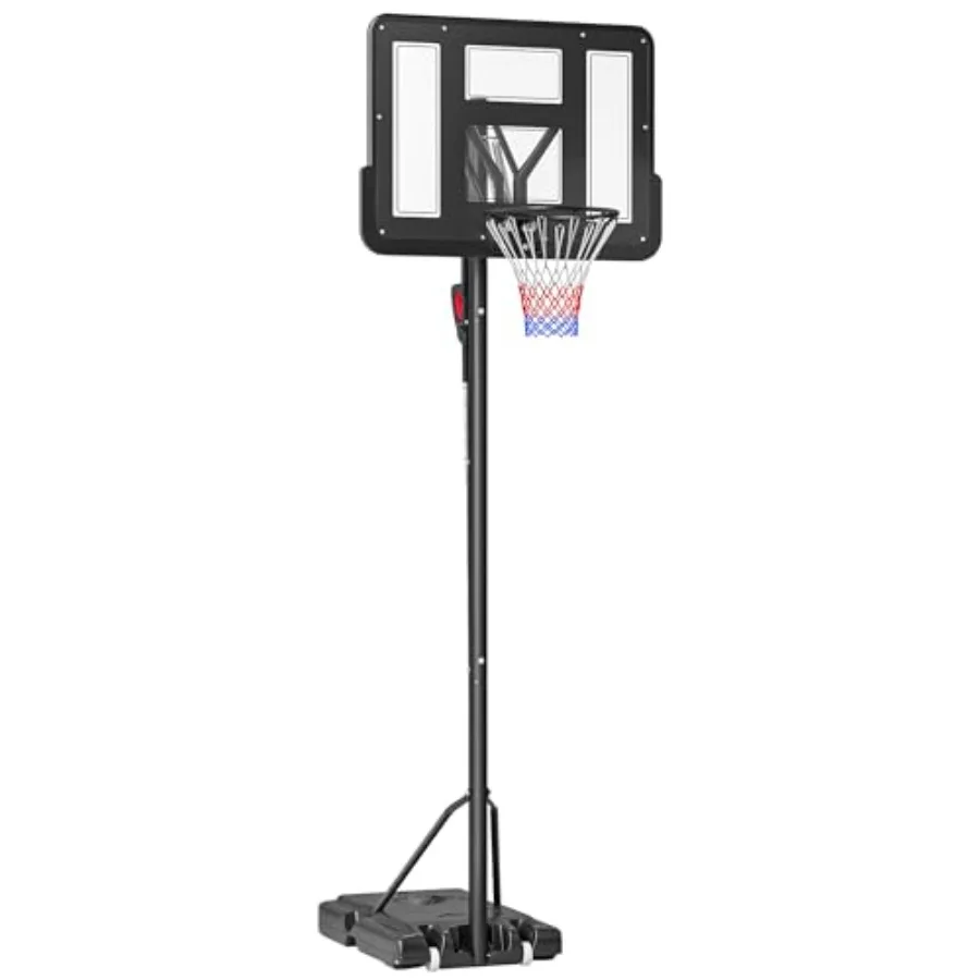 Portable Basketball Hoop with Height Adjustable from 7.7 to 10 Feet Featuring a 43Inch Shatterproof Backboard Integrated Wheels