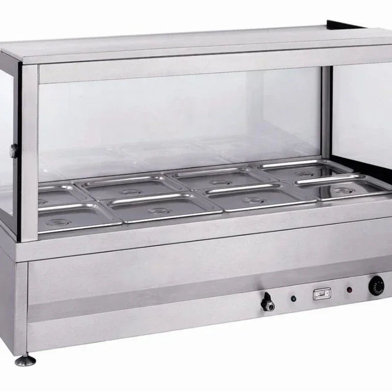 Durable and sturdy 12 Pan hot food display (straight glass)
