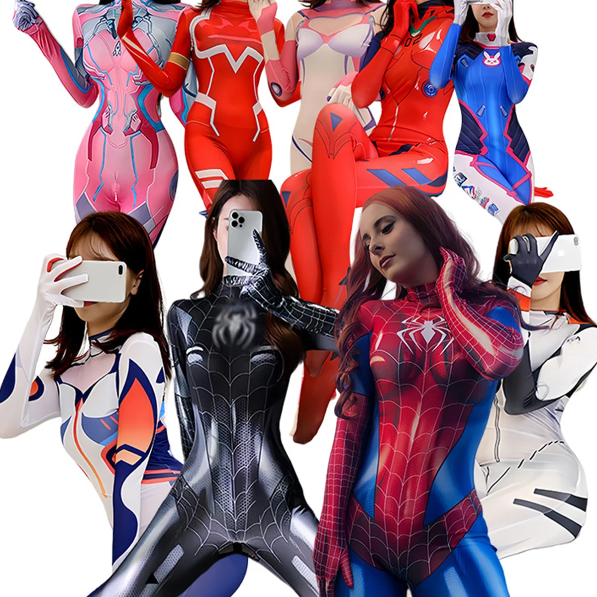 

Sexy Spider Woman Cat Cosplay Costume Halloween Costume Christmas Tight 3d Printing Jumpuit Zipper Open Crotch Bodysuit Toys