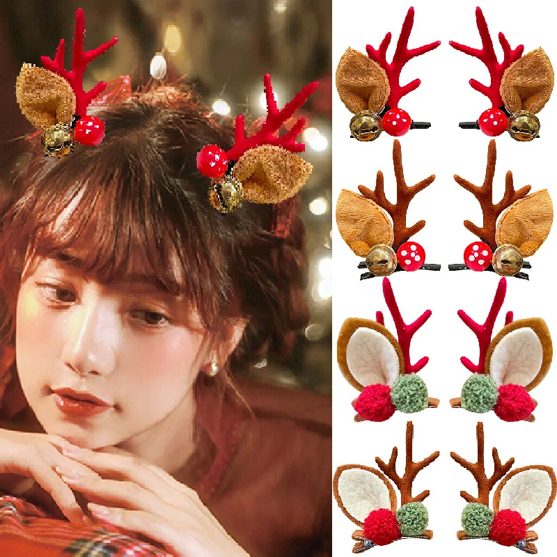 Kerst Gewei Barrette Hairware Nieuwjaar Meisjes Haarspelden Vrouw Party Ornament Accessoires Kerst Haarspeldjes Herten Oor Haarspelden