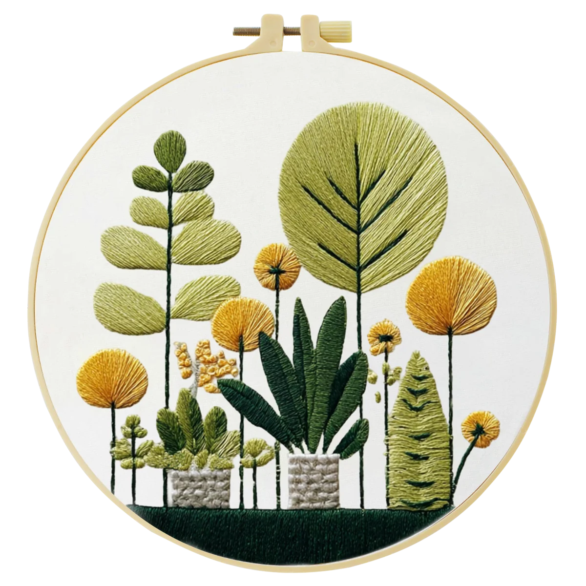 1 Stück 20X20CM/15X15CM 7,87/6,3 Zoll Topfpflanzen-Stickerei-Starter-Kit DIY-Kit DIY-Stickerei-Set Handarbeiten Heimdekoration – Detail 4