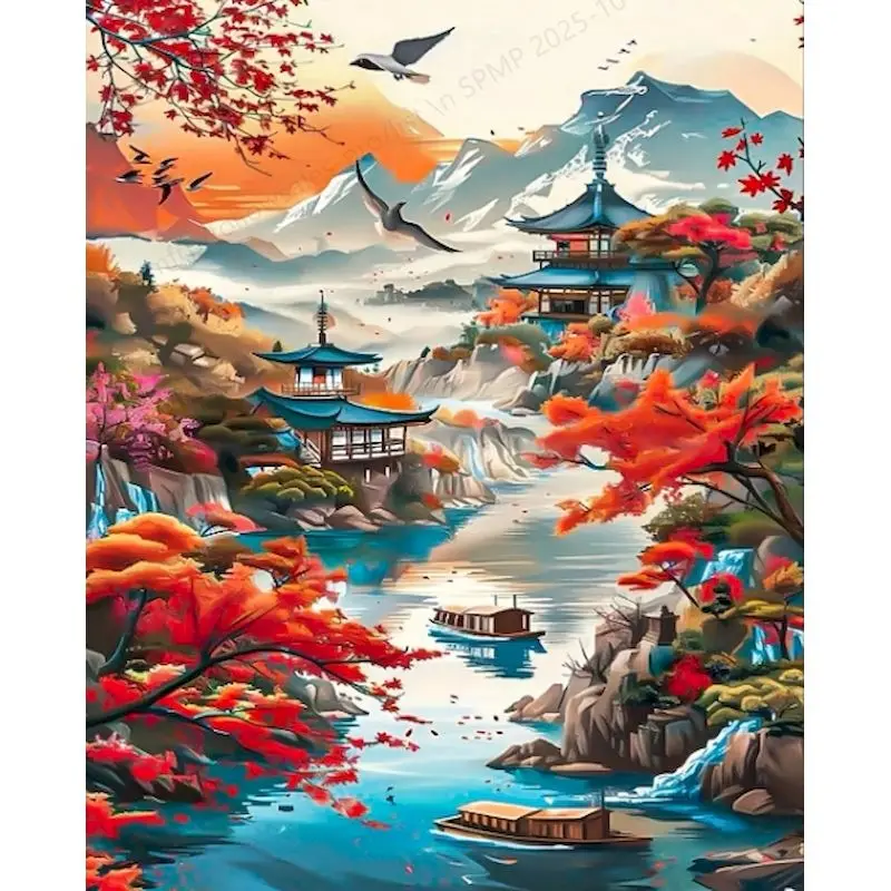 

GATYZTORY Painting By Numbers Kits Abstract Mountain Scenery Modern Drawing Coloring By Numbers Acrylic Paint For Home Decor