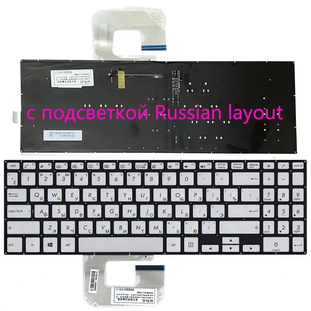 

Клавиатура для ASUS Q525UA UX561UA UX561UN Q505UA UX561 Серебристая с подсветкой русская раскладка