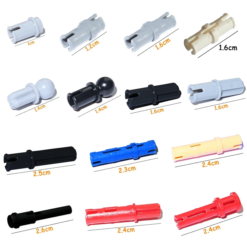 Building Block Bricks Connector Bolt Pin with Friction Peg Cross Axle Technical Accessories MOC Parts Assemble Particles Toy