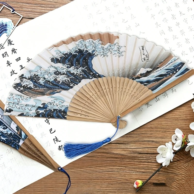 

Handheld Folding Ancient Style Fan Portable And Beautiful With Tassel To Enhance Atmosphere Great Prop For Photos
