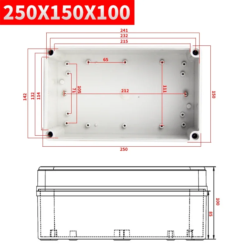 Wasserdichte Kunststoff-Gehäusebox Elektronisches IP67-Projektgehäuse Elektrische Projektbox ABS Outdoor-Anschlussbox Gehäuse