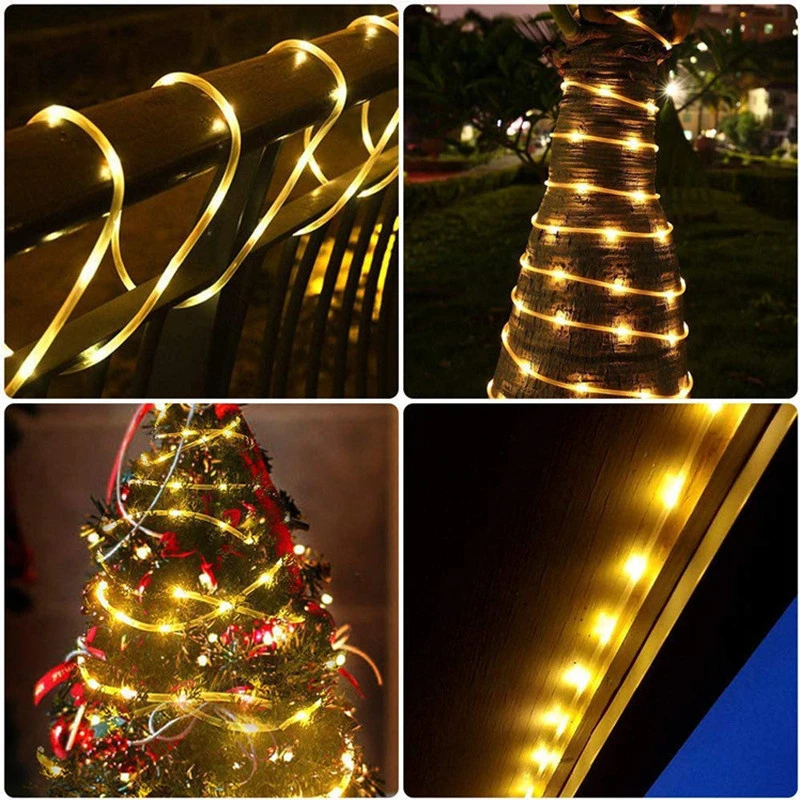 Outdoor LED String Lights Solar Tube Rope Led Light for Garden Lawn Tree Yard Fence Pathway Fairy Light Strings Christmas Decor