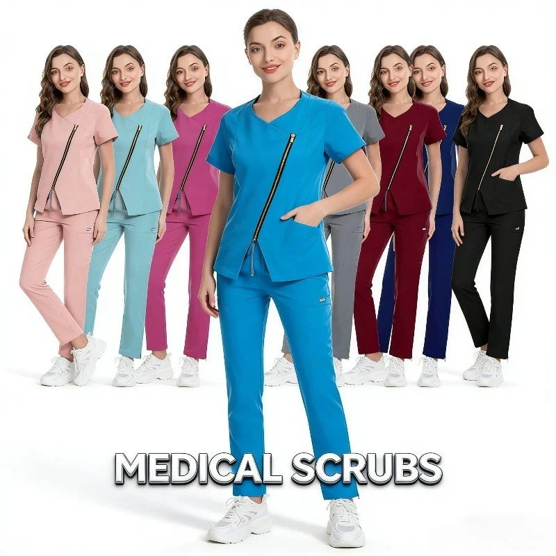 solid-color-uniform-breathable-wear-resistant-material-beauty-salon-spa-confinement-center-nurse-care-staff-work-set