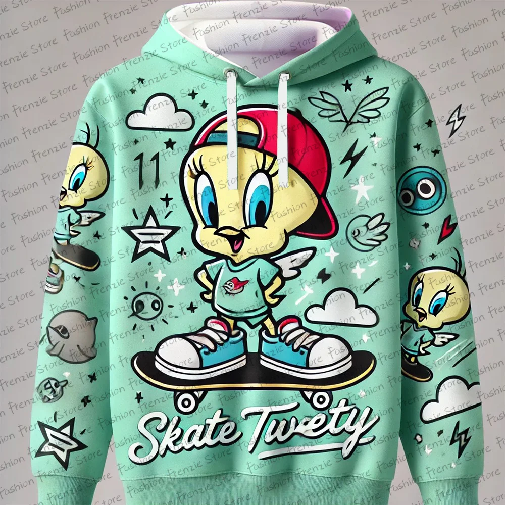 Disney Tweety Hoodie Kids Cosplay Hoody Baby Boy Girl Cartoon Hoodie Sweatshirt Birthday Gift For Children Fleece Warm Pullover