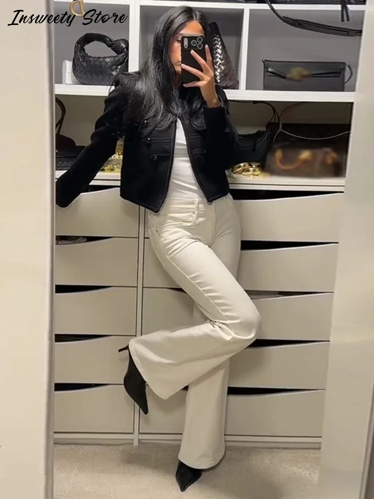 

Fashion Solid Jacket Women's Long Sleeve O-neck Single Breasted Short Coats 2026 Spring New Lady Casual Style Outerwear