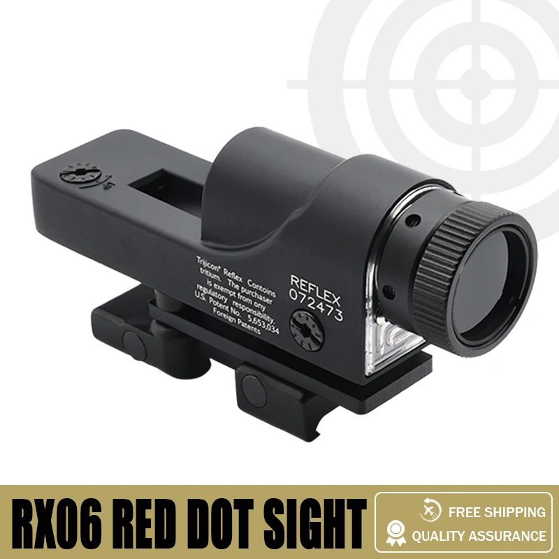 

RX06 Red Dot Tactical Self-illumination Reflex Sight for Riflescope with Dust Cover for Hunting and Airsoft with Full Markings