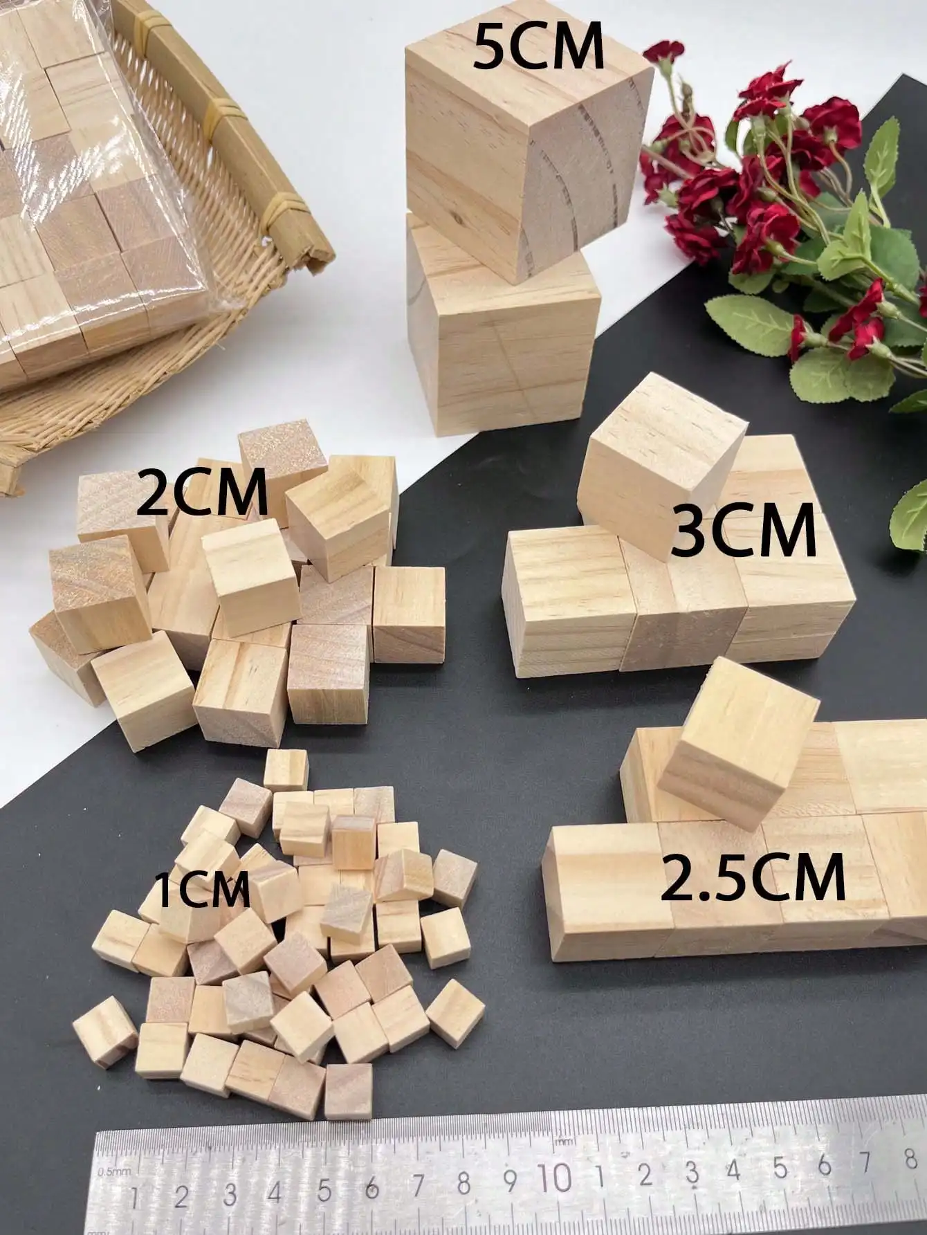 5 Sizes Big/Small Unfinished Wooden Blocks Wood Cubes For DIY Craft and Puzzle Making Home Decor Handcraft Arts