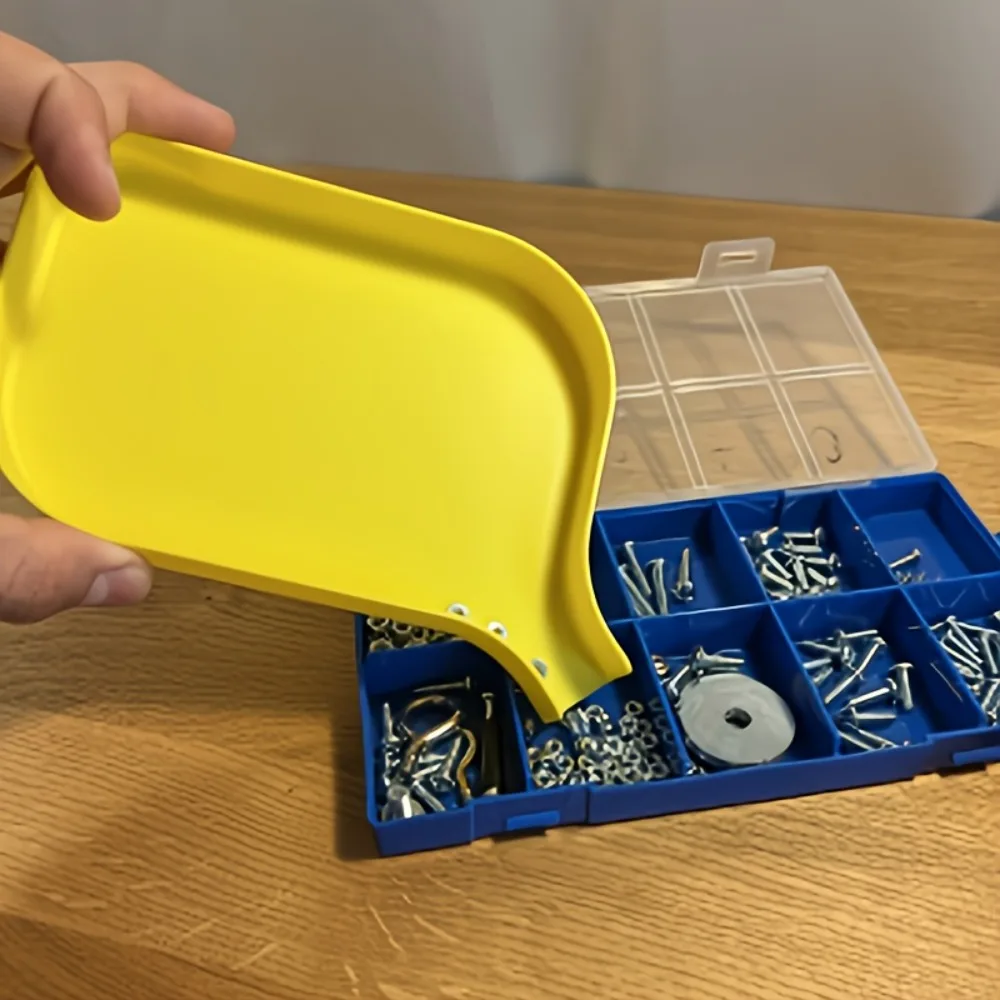 Tool Storage Funnel Tray with Raised Edges - Prevents Screws, Bolts, Beads, and Small Parts from Spilling