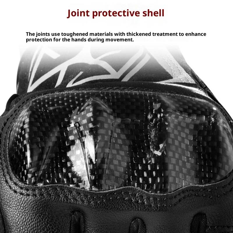 Carbon Fiber Motorcycle Gloves Four Seasons Touchscreen Riding Gloves Windproof Anti-Scratch Protective Gloves Cycling Racing