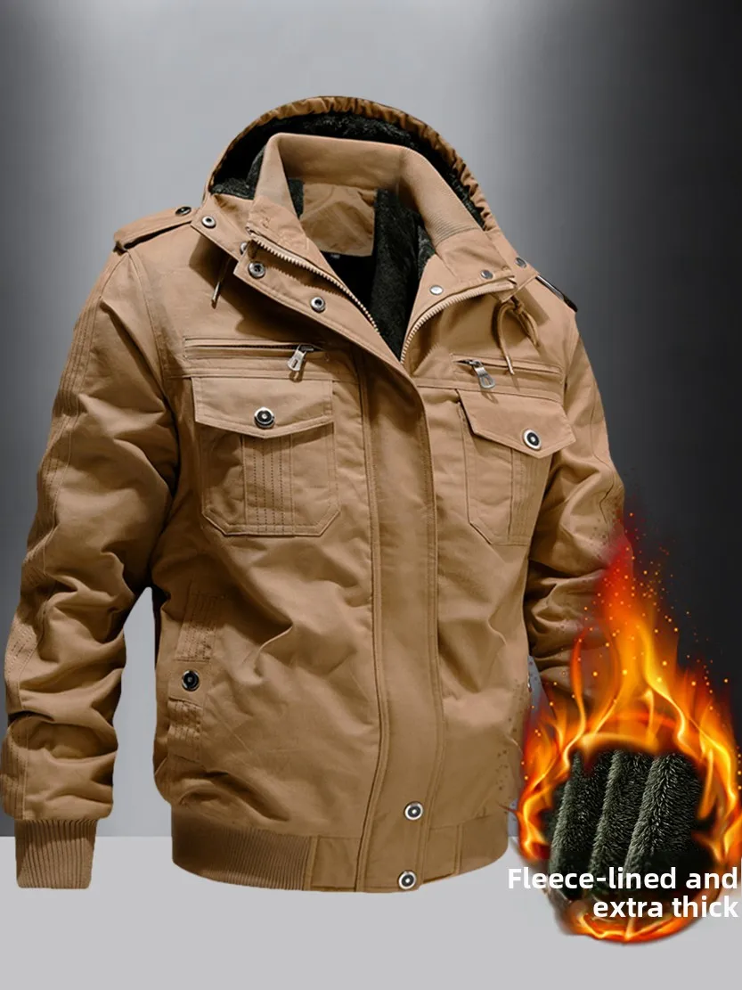 

Теплое мужское пальто на подкладке Jaet, тактическое хлопковое пальто с воротником-стойкой для осени и зимы, модная повседневная одежда в городском стиле