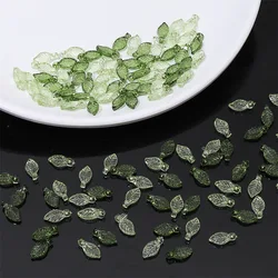 Cor verde folha acrílico pingente, linha encantos, DIY, Home Craft, artesanal, pulseira, brinco, colar, 10pcs, lote