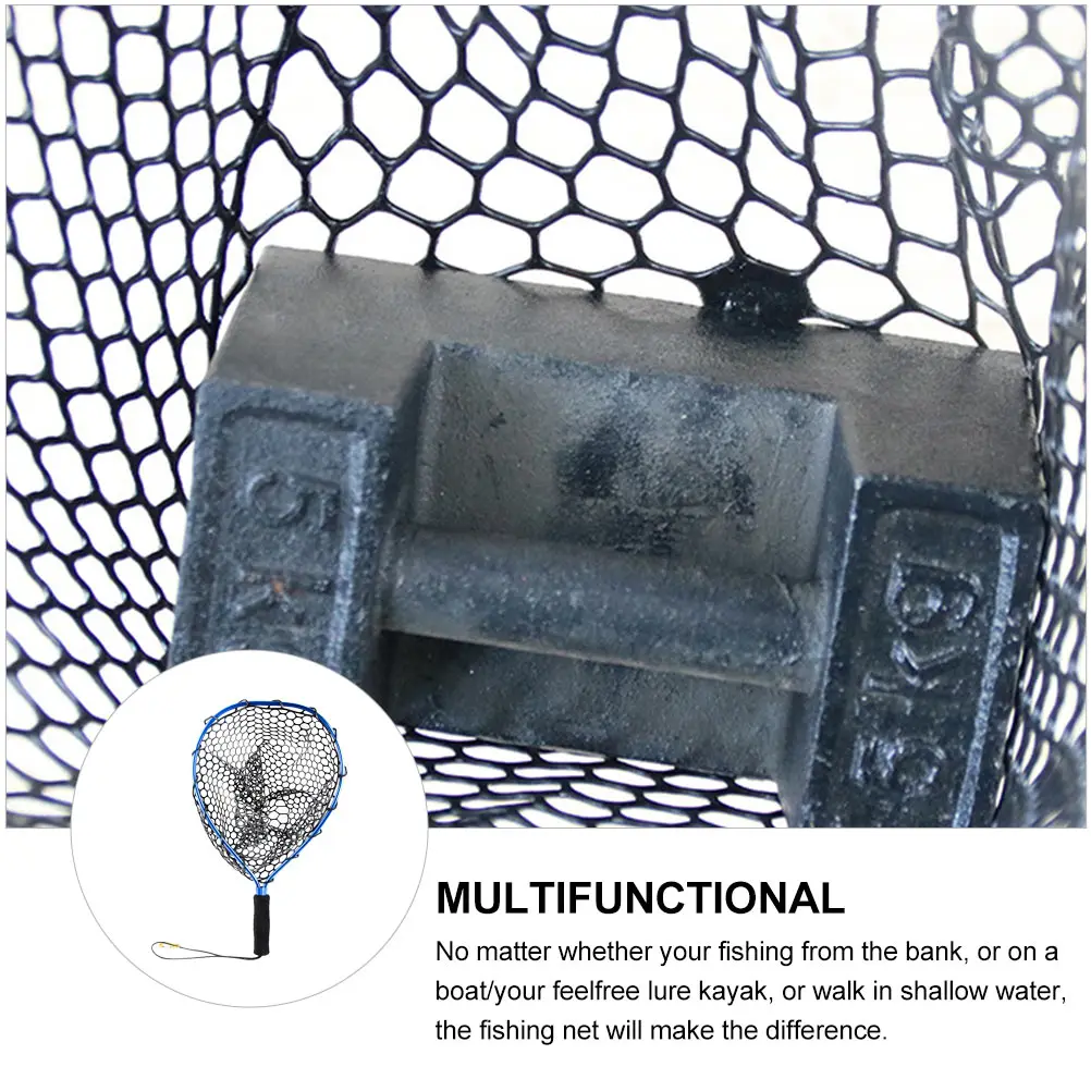 

1pc Aluminum Alloy Net Rubber Mesh Net For Boating Fly Hand Fishing Light Portable Strong Flat Bottom Fishing